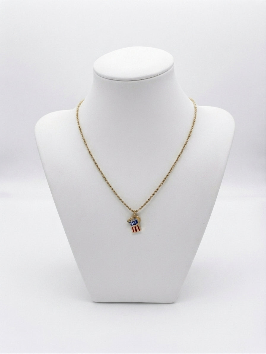 Collar Cadena de Cuerda con Dije Esmaltado Tricolor PR